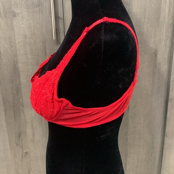 Victoria's Secret Red Embroidered Lace Gel Push Up Bra Cup Size 34B Preowned - Picture 9 of 10